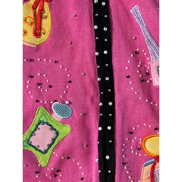 Jack B Quick 90s Pink Perfume Knit Cardigan size Medium - Picture 8 of 16